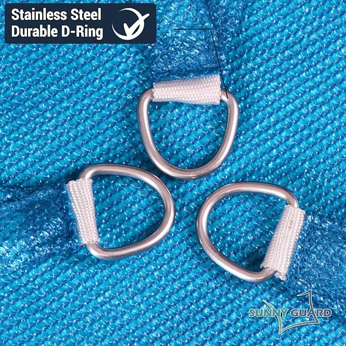 SUNNY GUARD Custom Size 12'x24'x26.8' Turquoise Blue Sun Shade Sail Right - Image 6