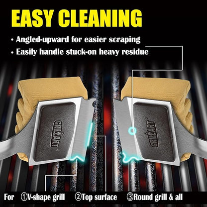 GRILLART Grill Brush Bristle Free, Replaceable BBQ Cleaning Pad (No Handle), Safe Replacement Cleaning Pad/Head for Cast Iron/Stainless Steel Grates - Deep-Reach (Black)