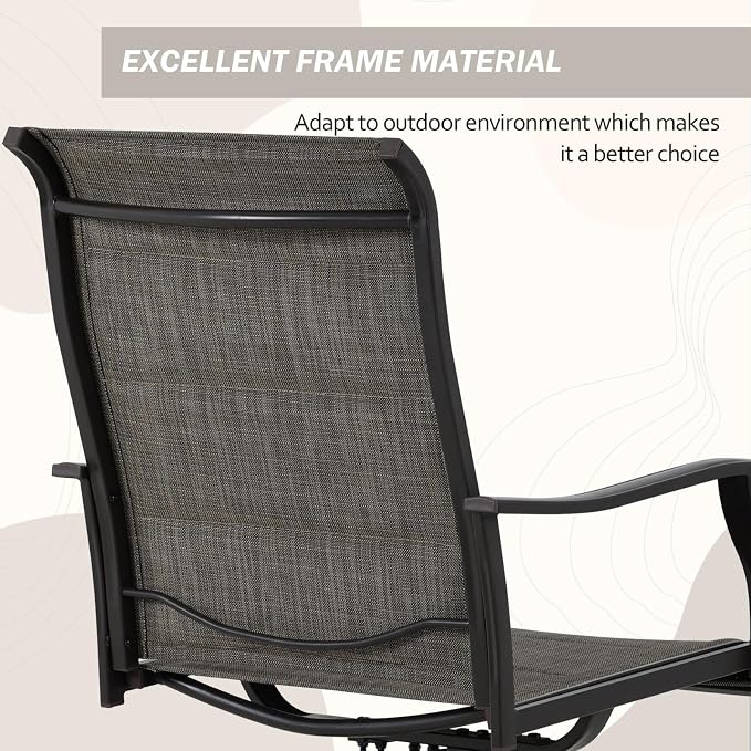 Outdoor 360-degree Swivel Dining Chairs Set of 6, Ergonomic Designed, Breathable - Image 7