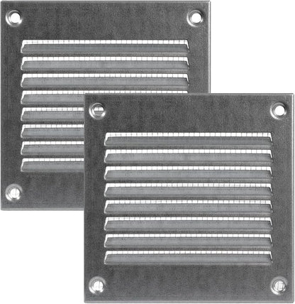 Vent Systems 4'' x 4'' Inch (Overall Dimensions) Pack of 2 - Galvanized - Air Vent Cover Metal Air Return Grill - Built in Pest Guard Screen HVAC Vent Duct Cover for Home Improvement