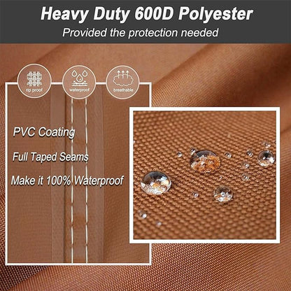 NettyPro Round Grill Cover Waterproof Heavy Duty Outdoor Indoor Electric Portable Stand Grill Cover for George Foreman, Char-Broil, Cuisinart, Homewell, Weber Small Grill and More, Brown