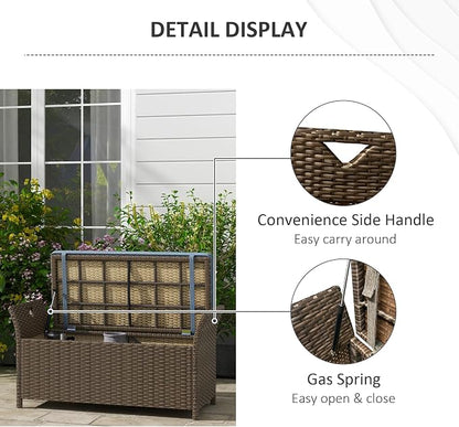 Outsunny 29 Gallon Patio Wicker Storage Bench Outdoor PE Rattan Dark Blue | - Image 7