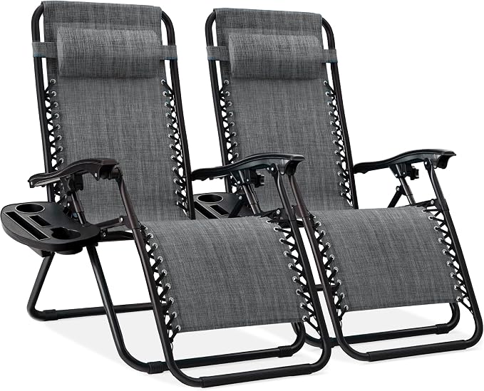 Best Choice Products Set of 2 Adjustable Steel Mesh Zero Gravity Lounge Chair by Unknown