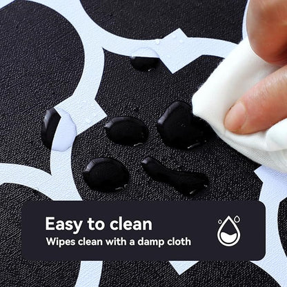 Romanstile Rectangle Plastic Tablecloth, 100% Waterproof Oil-Proof Checkered PVC Table Cloth, Heavy Duty Vinyl Table Cover for Dining, Camping, Picnic, Outdoor - 54 x 78 Inch, Moroco Black