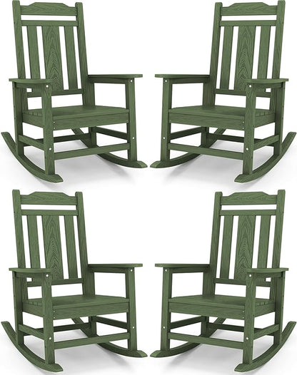 SERWALL Oversized Outdoor Rocking Chairs Set of 4, Patio Rocker, Avocado | by SERWALL