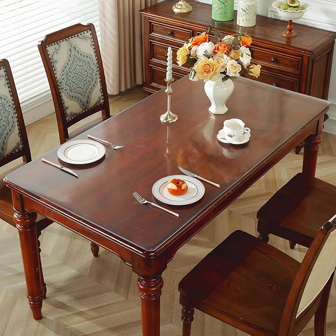 Frosted Clear Table Protector 24 x 36 Inch, 2mm Thick Plastic Table Cover, Waterproof PVC Clear Table Cover Protector, Desk Protector Mat, Writing Desk Pad for Desktop, Coffee & Dining Room Table