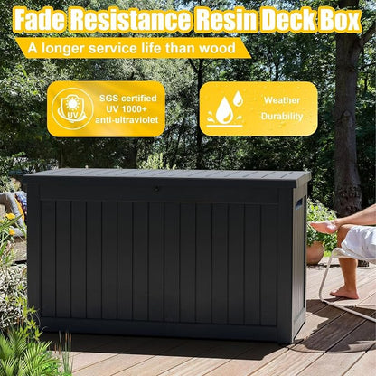 Deck Box - 280 Gallon Large Outdoor Storage Box, Waterproof Weatherproof Resin - Image 3