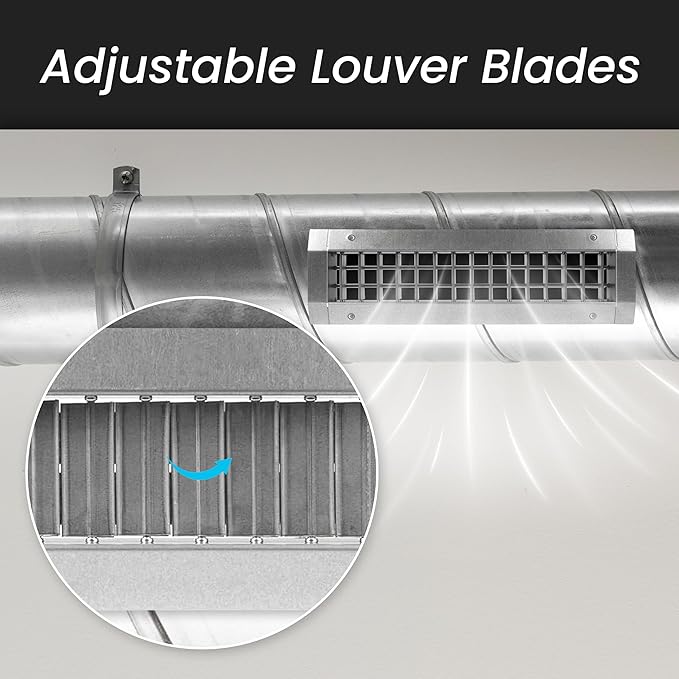 Repa Market 25" x 3" Inch Air Grille for Round Spiral Ducts - Adjustable Single Louvre Blade - Galvanized Ventilation Cover - Side Fit Round Surface Canal Ducting from 7" to 15.75" Inches