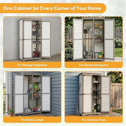 Outdoor Storage Cabinet, Wood & Plastic Garden Shed - Image 8