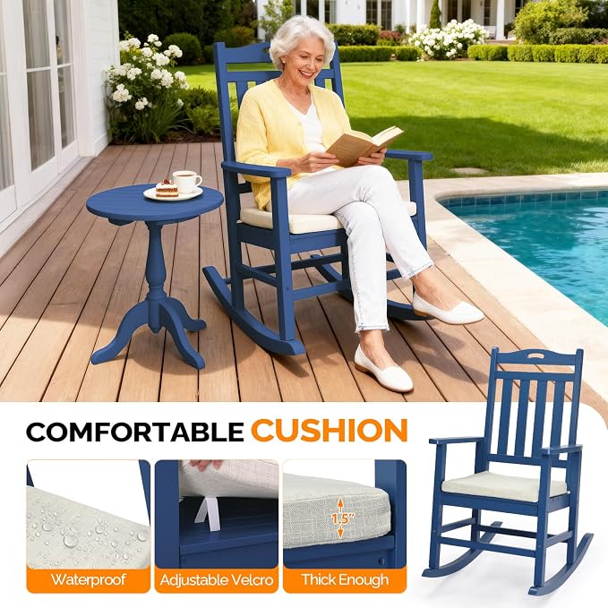 VINGLI Outdoor Rocking Chair, Wooden Rocking Chair - Image 7