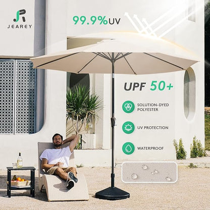 JEAREY 9FT Outdoor Patio Umbrella, Market Umbrella, Tilt & Crank UV Protection - Image 3