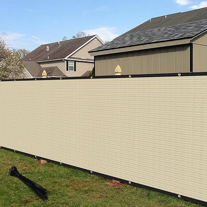 ECOOPTS 4'x272' Privacy Fence Screen Windscreen with Copper Grommets, Fit for Commercial Fence and Residential Garden Outdoor 90% UV Blockage, Cable Zip Ties Included (Beige)
