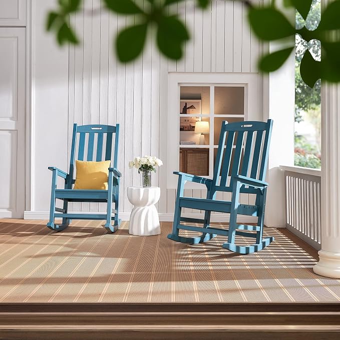 Oversized Outdoor Rocking Chair, HDPE Porch Rocker | High Back Rocking Chairs - Image 8