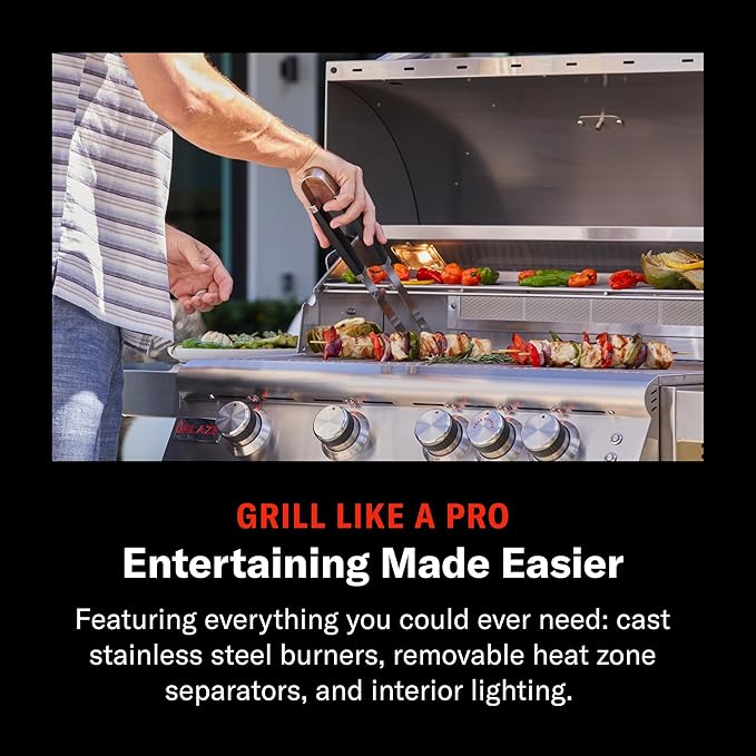Blaze Grills Premium LTE+ | 32-Inch 4-Burner Barbecue | Built-In Propane Gas Grill | Professional Stainless Steel BBQ | Rear Infrared Burner + Rotisserie Kit | BLZ-4LTE3-LP
