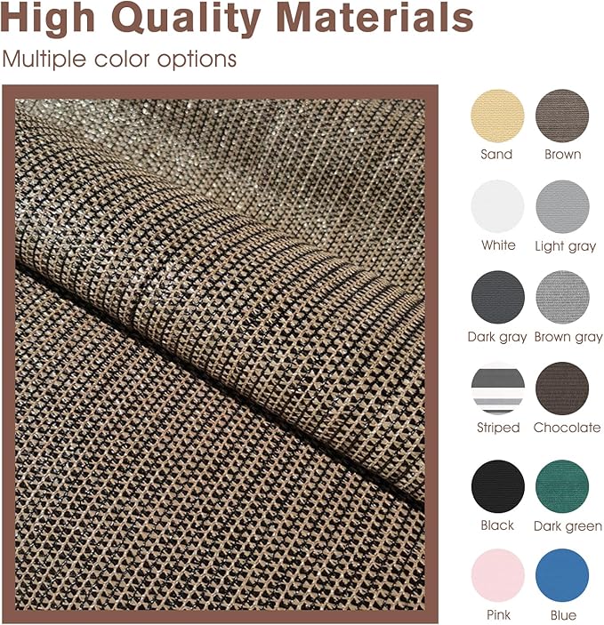 Sunny Guard Customized 3.3'x22' Brown Balcony Privacy Screen,180 GSM Apartments Railing Fence Cover,Heavy Duty Mesh Windscreen for Deck,Outdoor,Backyard,Patio