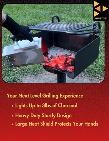 Charcoal Chimney Starter XL & Fire Starter set, Heavy Duty xl Charcoal Starter for charcoal grill (XXL Size) & Natural Wooden Fire starters for campfires (130 PCS); use for charcoal grill, BBQ.