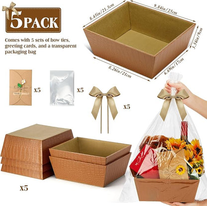 Wonderjune 20 Pcs Valentines Day Gift Baskets Empty To Fill Baskets For Gifts Empty With Gift Bag Bow Valentines Gifts Storage Basket Bulk for Wedding Party Wrapping(Yellow)