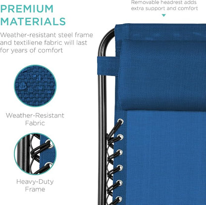 Best Choice Products Set of 2 Adjustable Steel Mesh Zero Gravity Lounge Chair - Image 7