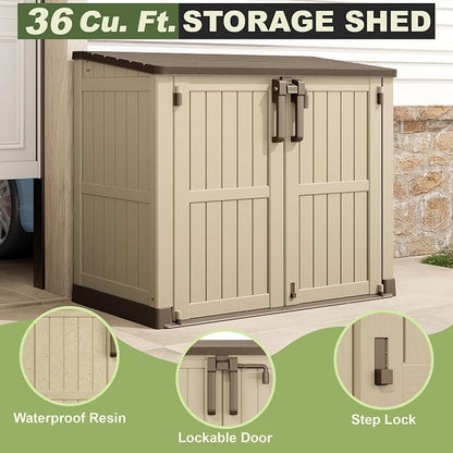 36 Cu Ft Resin Outdoor Storage Shed, Weatherproof Horizontal Outdoor Storage - Image 5