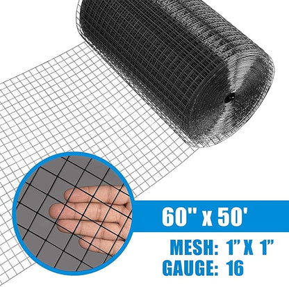 Fencer Wire 16 Gauge Black Vinyl Coated Welded Wire Mesh Size 1 inch by 1 inch (e. 5ft. x 50ft.)