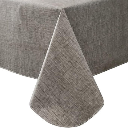 LIBERECOO Vinyl Tablecloth with Flannel Backing, Premium Gray, Waterproof, Stain-Resistant, Easy-Clean Table Cover for Dining, Kitchen, and Outdoor Use, 60" x 60" Square