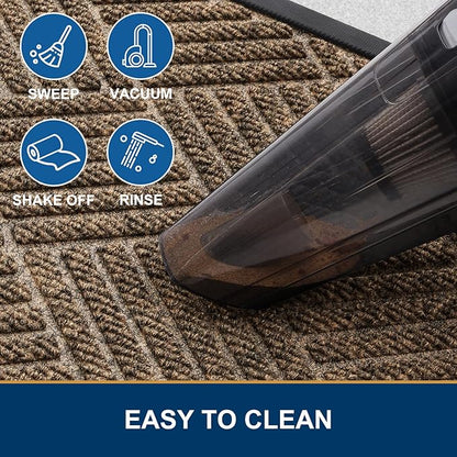 Smiry Half Circle Front Door Mat Outside Entrance, Heavy Duty Outdoor Indoor Natural Rubber Doormat, Non Slip, Trap Dirt and Moisture, Easy Clean, Low Profile Patio Porch Entryway Mat, 29.5x17, Brown