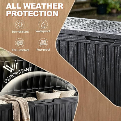 EFU Outdoor Storage Box 120 Gallon Deck Box, Waterproof Resin, Storage Box - Image 2