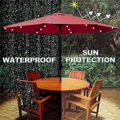 9 ft Solar Umbrella, 32 LED Lighted Patio Umbrella, Table Market Umbrella - Image 4