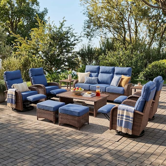 Resort-Grade Recliners Patio Furniture, 6.2" Ultra Thick Cushions | Heavy Duty by VELSCAPE