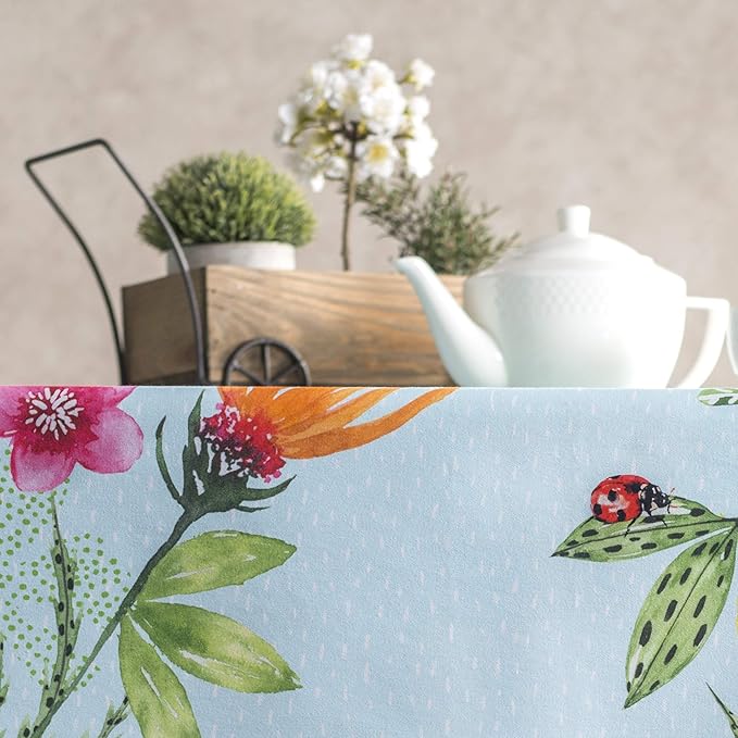 Maison d' Hermine Table Cloth Rectangle Table 100% Cotton 70 x 108 Inches Tablecloth Reusable for Dining Room, Farmhouse, Home, Party, Festive & Wedding Spring Summer - Jardin D'Ete - Mint