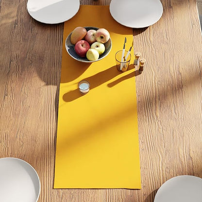Encasa XO Table Runner 13"x36" Long | Cotton Canvas Fabric | Sunbeam Yellow Solid Color | Machine Washable & Durable
