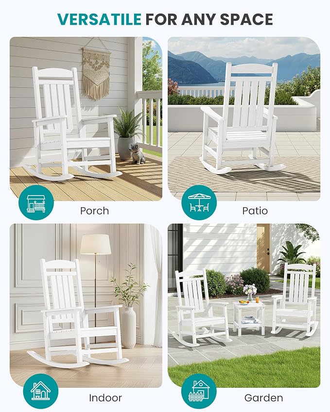 SERWALL Outdoor Rocking Chair Set of 6, Patio Rocking Chair, Porch Rocker - Image 7