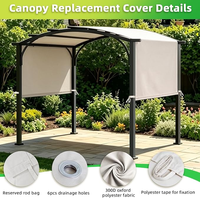 NOVINO Pergola Replacement Canopy, 17x10ft Waterproof Pergola Shade Cover | - Image 5