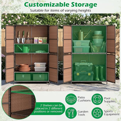 Tangkula Rattan Outdoor Storage Cabinet - Image 2