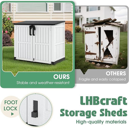 LHBcraft 36 Cu Ft Outdoor Storage Cabinet, Horizontal Resin Storage Shed Box - Image 2