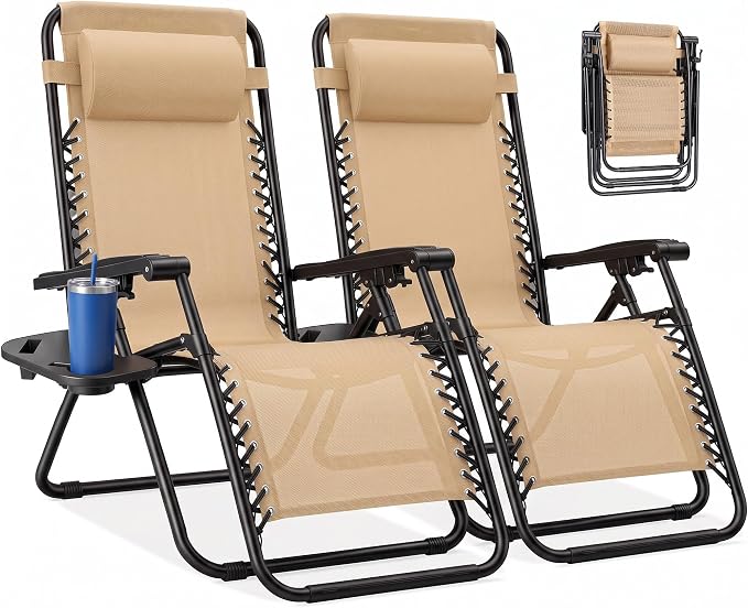 NEWBULIG Zero Gravity Chairs Set of 2, Folding Lounge Recliner Chair | Portable by NEWBULIG