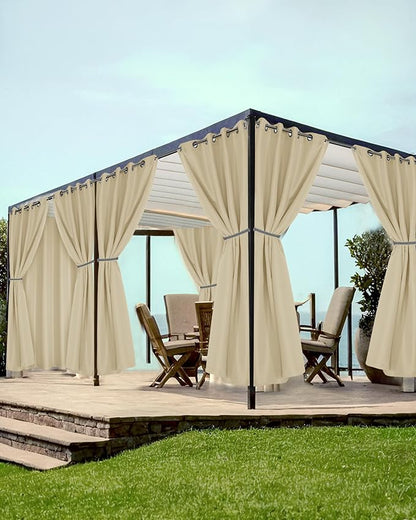 Grommet Outdoor Curtains for Patio Waterproof 8 Pcs 54x120 In Cream | by HolidayIdeas