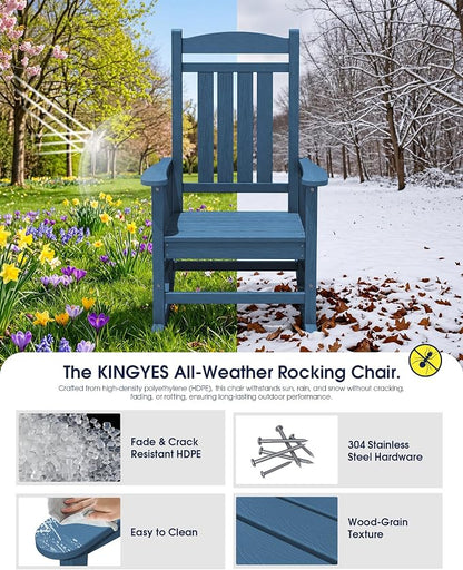 Oversized Outdoor Rocking Chairs Set of 2, HDPE Porch Rockers - Image 5
