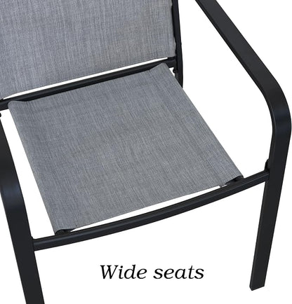 Anmutig Stackable Outdoor Dining Chairs Set of 4, Textilene Fabric, Breathable - Image 6