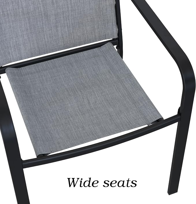 Anmutig Stackable Outdoor Dining Chairs Set of 6, Textilene Fabric, Breathable - Image 6