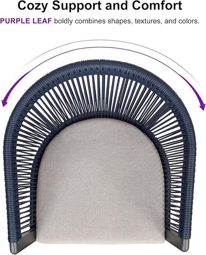 PURPLE LEAF Outdoor Dining Set for 8 All-Weather 9 Pieces Patio Aluminium Dining Table and Rope Weave Chairs Included Cushions for Backyard Indoor Decor Kitchen Patio Furniture Set Grey and Navy
