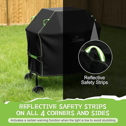 UIRWAY Gas Grill Cover 58 Inch, Waterproof, UV & Fade Resistant BBQ Grill Cover for Outdoor, Barbecue Cover with Reflective Strip and Air Vent for Weber, Dyna-glo, Char-Broil, Nexgrill, etc. Black