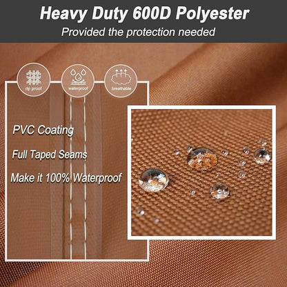 NettyPro Grill Cover Heavy Duty Waterproof 32 inch, Outdoor 2 Burner BBQ Gas Grill Cover for Outside Small Weber, Char-Broil, Brinkmann, Jenn Air, Nexgrill Barbecue, Brown
