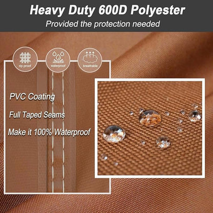 NetttyPro Smoker Cover for Outside Electric Masterbuilt Smoker 30 inch, Outdoor Waterproof Heavy Duty Square Vertical Small Grill Cover, 19" W x 18" D x 33" H, Brown