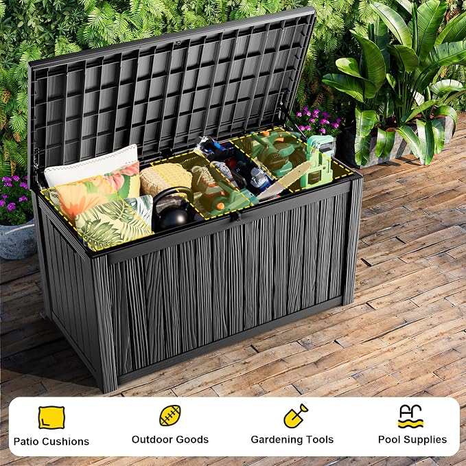 230 Gallon Outdoor Deck Box, Resin Waterproof Storage Box - Image 5