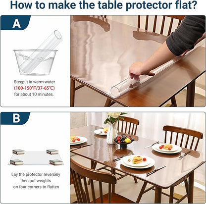 Clear Table Cover Protector Rectangle 42 x 90 Inch, 2.0mm Transparent Plastic Table Protector Waterproof, Anti-Scratch Clear Desk Mat for Office Desktop Dresser Dining Table, FDA Compliant