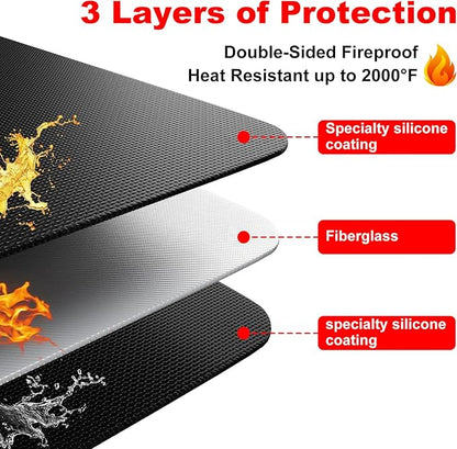 Under Grill Mats for Outdoor Grill – 60 x 40 Inch Fireproof Deck & Patio Protector, Heat Resistant BBQ Mat, Waterproof & Oil-Proof for Gas, Charcoal Grill, Smoker, Fire Pit