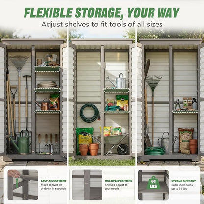 Outdoor Storage Cabinet – Store More in Less Space, Tall Vertical Garden Tool - Image 8