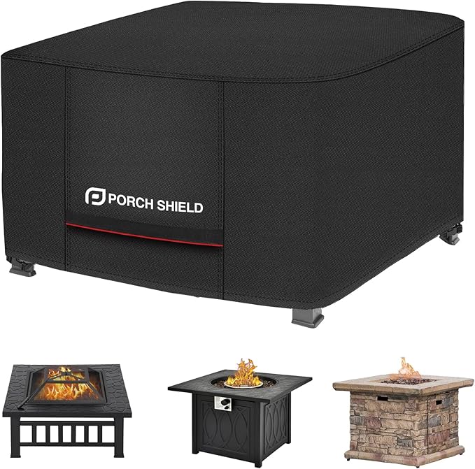 Porch Shield Square Patio Fire Pit Cover Fade Resistant Waterproof Outdoor Firepit Cover 44 x 44 inch for Gas Propane Fire Table