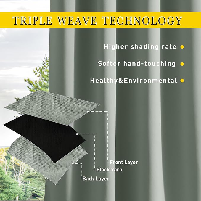 NICETOWN Gazebo Curtains Outdoor Waterproof W100 x L84 in Sage Green | - Image 6